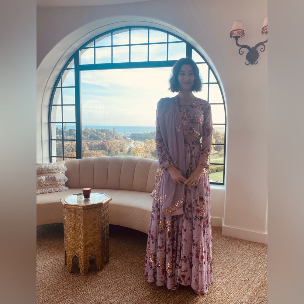 Lilac Floral Georgette Lehenga